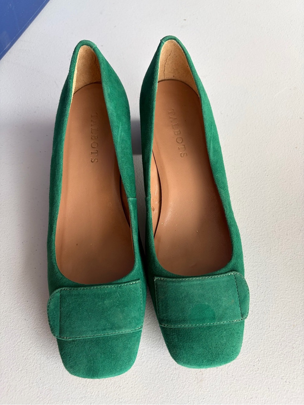 Talbots Green Suede Square-Toe Loafers